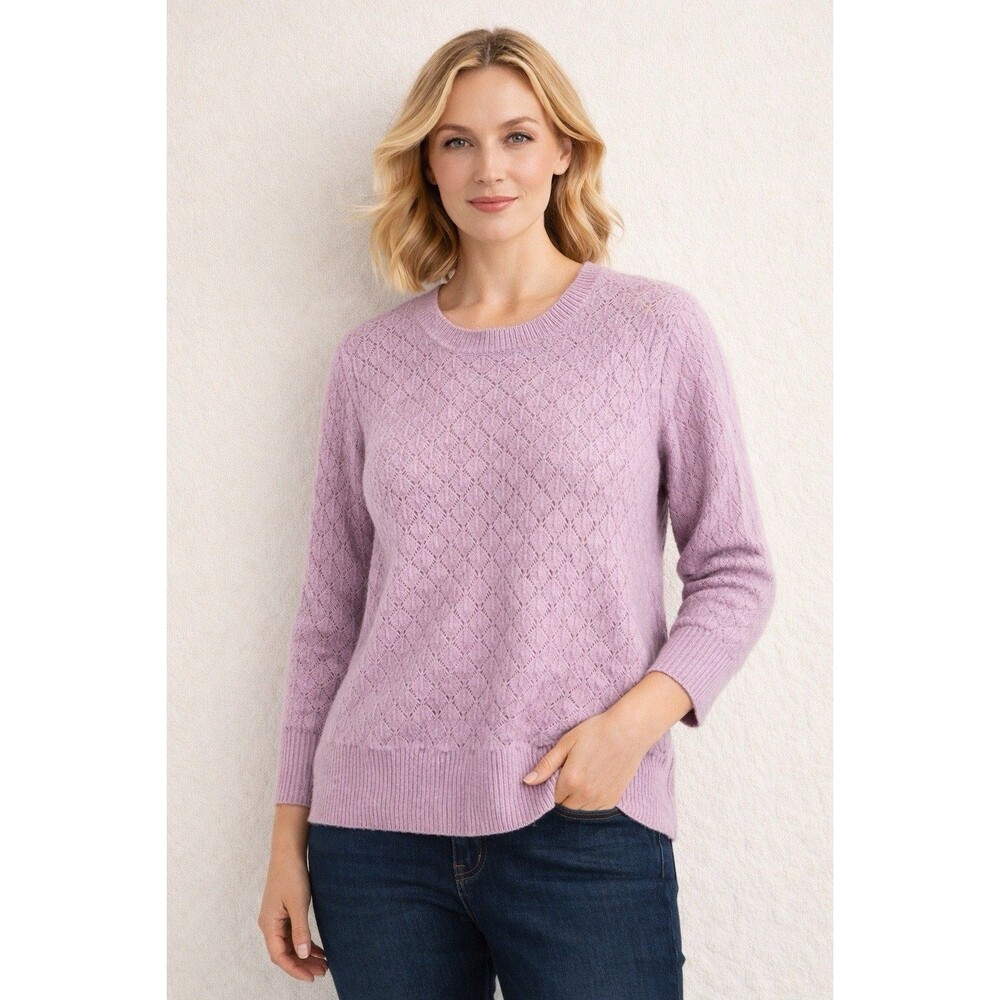 Old Navy Wool Blend Knit Sweater Women L Lavender Soft Textured Pullover - Picture 11 of 11